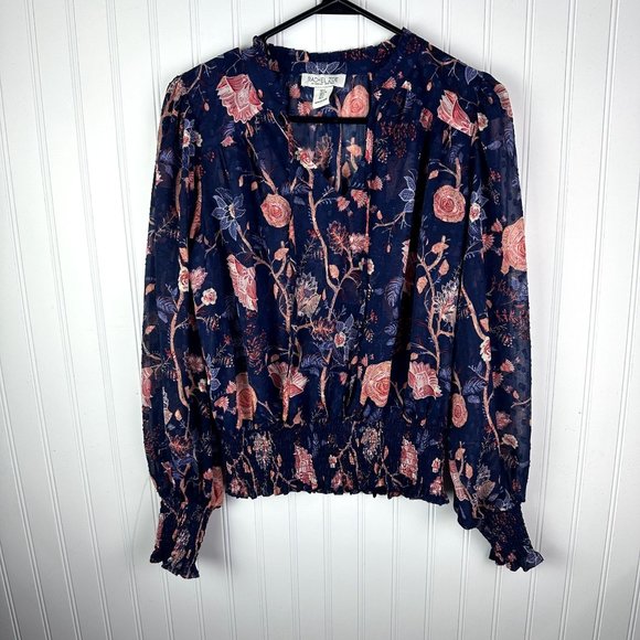 Rachel Zoe Blouse Floral Print Size Small Blue and PInk - Picture 1 of 6
